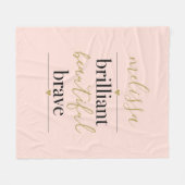 Blush Pink Personalisiert Brilliant Schöne Tapferk Fleecedecke (Vorderseite (Horizontal))