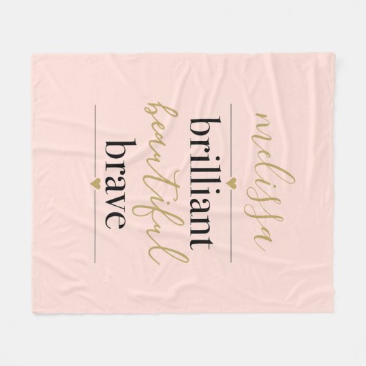 Blush Pink Personalisiert Brilliant Schöne Tapferk Fleecedecke (Vorderseite (Horizontal))