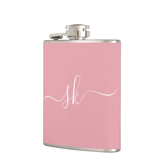 Blush Pink Personalisiert Monogram Bachelorette Flachmann (Links)