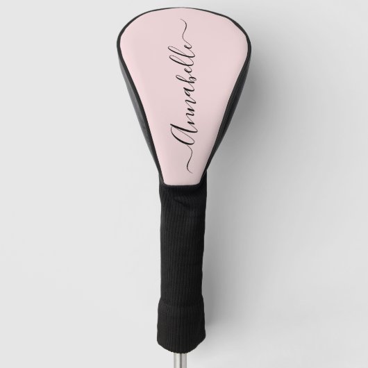 Blush Pink Personalisiert Name Golf Head Cover Golf Headcover (Vorderseite)