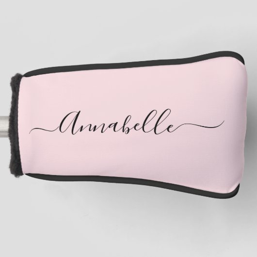 Blush Pink Personalisiert Name Golf Head Cover Headcover (Vorderseite)