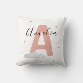 Blush Pink Personalized Baby Name Pillow Custom Kissen