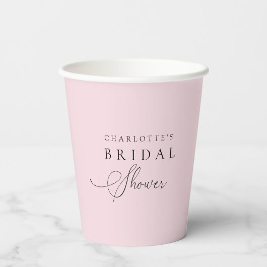 Blush Pink Personalized Bridal Shower  Pappbecher (Rückseite)