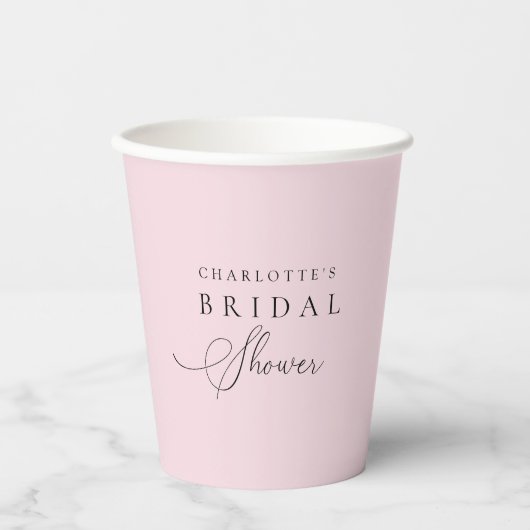 Blush Pink Personalized Bridal Shower  Pappbecher (Vorderseite)