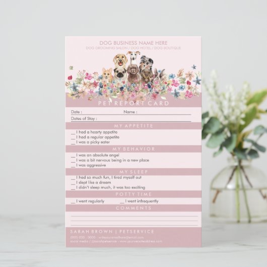 Blush Pink Pet Sitter Groomer Hunde (Stehend Vorderseite)