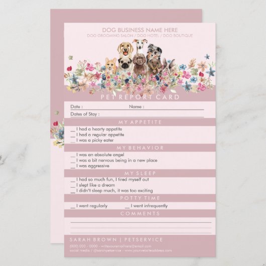 Blush Pink Pet Sitter Groomer Hunde (Vorne/Hinten)