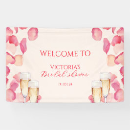 Blush Pink Petals & Prosecco Brautparty Willkommen Banner