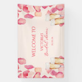 Blush Pink Petals & Prosecco Brautparty Willkommen Banner (Vertikal)
