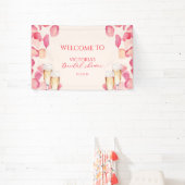 Blush Pink Petals & Prosecco Brautparty Willkommen Banner (InSitu)
