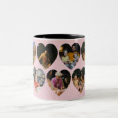 Blush Pink Photo Collage Mug with Heart Frames Zweifarbige Tasse (Mittel)