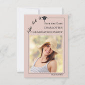 Blush Pink Photo Graduation Party Save the Date (Vorderseite)