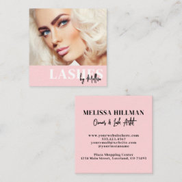 Blush Pink Photo Lashes Square Quadratische Visitenkarte