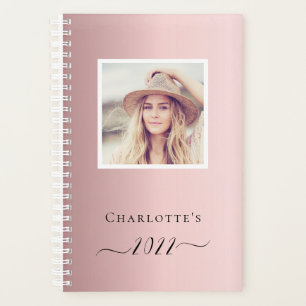 Blush pink photo monogram name planer