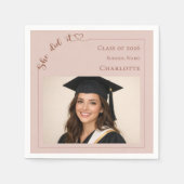 Blush pink photo She did it Graduation Party Serviette (Vorderseite)