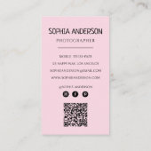 Blush Pink Photographe Photo with QR Code Visitenkarte (Rückseite)