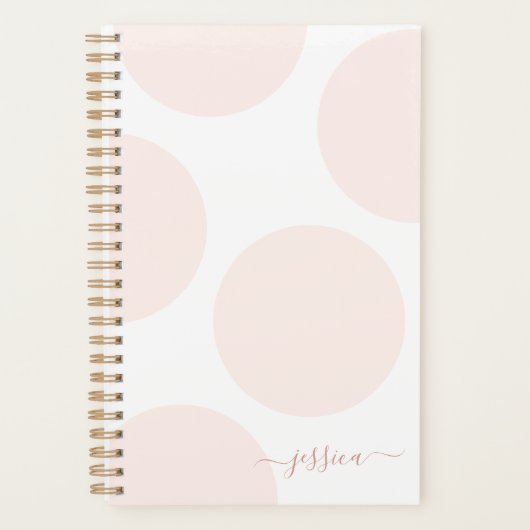 Blush Pink Polka Dot Einfache Personalisierte Plan Planer (Vorderseite)