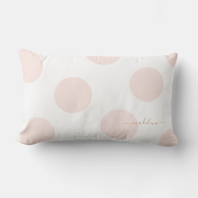 Blush Pink Polka Dot Personalisiert Kissen (Vorderseite)