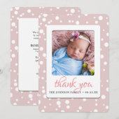 Blush Pink Polka Dots Geburtsankündigung Vielen Da Ankündigung (Vorne/Hinten)