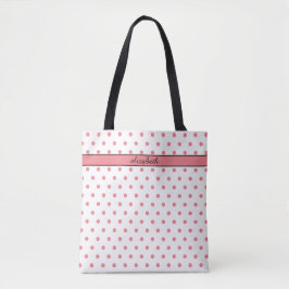 Blush Pink Polka Dots Personalisiert Tote Bag Tasche