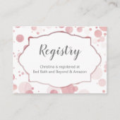 Blush Pink Polka Dots "Registry" Baby Girl Shower Begleitkarte (Vorderseite)