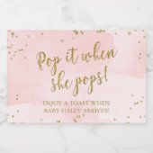 Blush Pink Pop Es, wenn sie Pop Girl Baby Dusche Schaumweinetikett (Einzelnes Label)