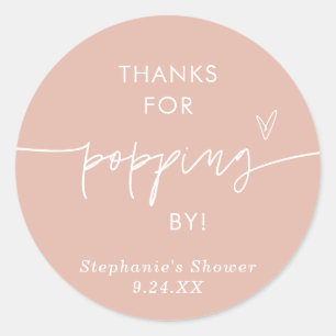 Blush Pink Popcorn Favoriten, danke für Popping By Runder Aufkleber