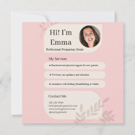 Blush Pink Postpartum Doula Professional Design Feiertagskarte