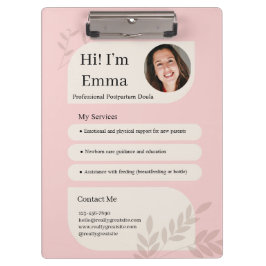 Blush Pink Postpartum Doula Professional Design Klemmbrett