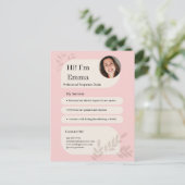 Blush Pink Postpartum Doula Professional Design Postkarte (Stehend Vorderseite)