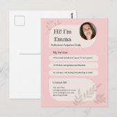 Blush Pink Postpartum Doula Professional Design Postkarte (Vorne/Hinten)