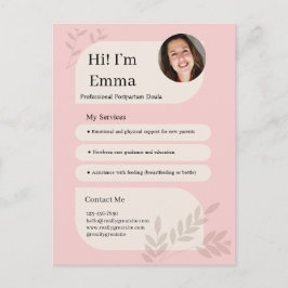 Blush Pink Postpartum Doula Professional Design Postkarte