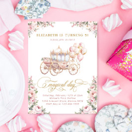 Blush Pink Princess Carriage Girl Birthday Party  Einladung
