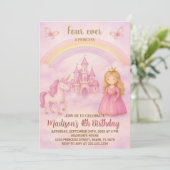 Blush Pink Princess Geburtstagsfeier Einladung (Stehend Vorderseite)