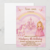 Blush Pink Princess Geburtstagsfeier Einladung (Vorne/Hinten)