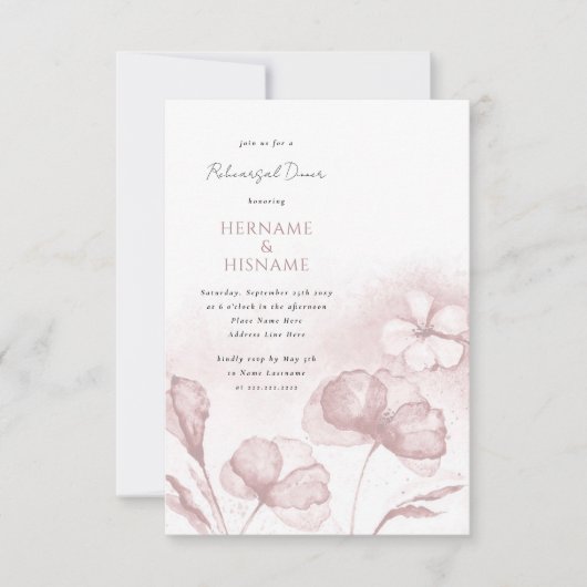 Blush Pink Probe Abendessen Einladung (Vorderseite)