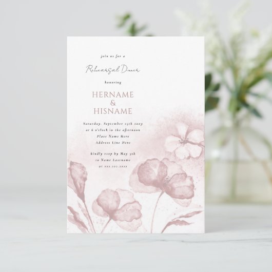 Blush Pink Probe Abendessen Einladung (Stehend Vorderseite)