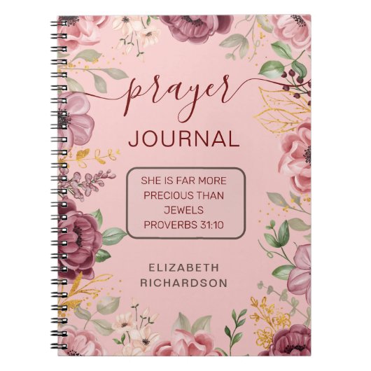 Blush Pink Proverbs 31 Gebetszeitschrift Notizbuch Notizblock (Vorderseite)