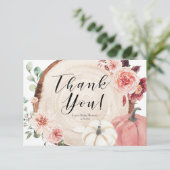 Blush Pink Pumpkin Baby Dusche Danke Karte (Stehend Vorderseite)
