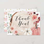 Blush Pink Pumpkin Baby Dusche Danke Karte (Vorne/Hinten)