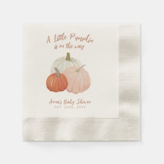 Blush Pink Pumpkin Baby Dusche Napkins Serviette (Vorderseite)