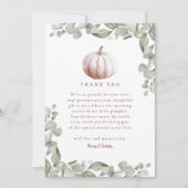 Blush Pink Pumpkin Fall Baby Shower Thank You Card Dankeskarte (Vorderseite)