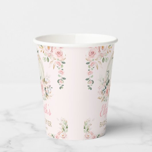 Blush Pink Pumpkin Fall Greenery Baby Dusche Pappbecher (Links)