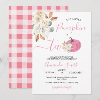 Blush Pink Pumpkin Fall Liebe ist zwei Geburtstage Einladung