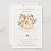 Blush Pink Pumpkin Floral Brautparty laden Dankeskarte (Vorderseite)