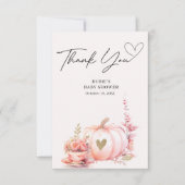Blush Pink Pumpkin Floral Vielen Dank Dankeskarte (Vorderseite)