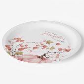 Blush Pink Pumpkin Herbst Ernte Baby Dusche Pappteller (Schrägansicht)