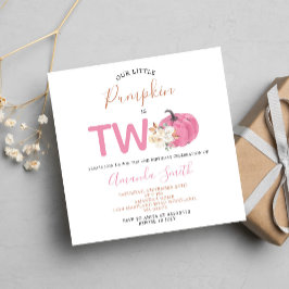 Blush Pink Pumpkin ist zwei Geburtstage Floral Einladung
