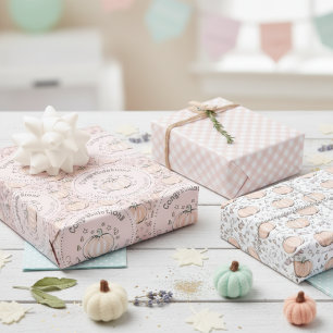 Blush Pink Pumpkin Mama zu sein Glückwunsch Geschenkpapier Set