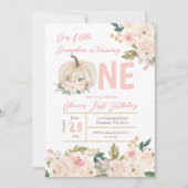 Blush Pink Pumpkin Wende One Birthday Einladung (Vorderseite)