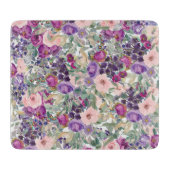 Blush Pink Purple Blumen Grün Blätter Schneidebrett (Vorderseite)